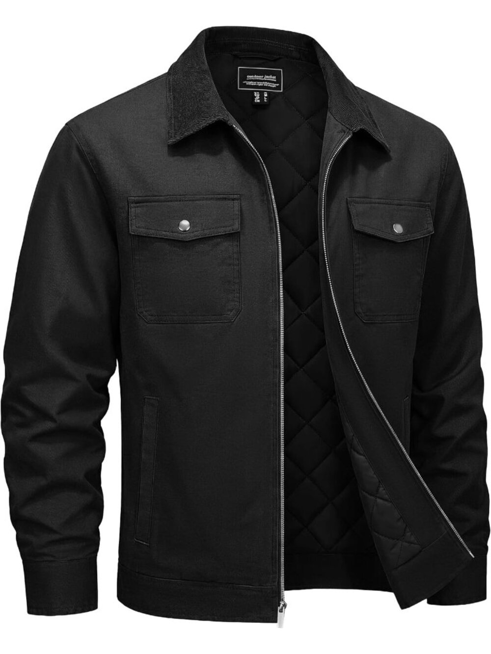 🆕Men's Dark Grey Washed Cotton Work Jacket Quilted Lined Work Wear Jackets